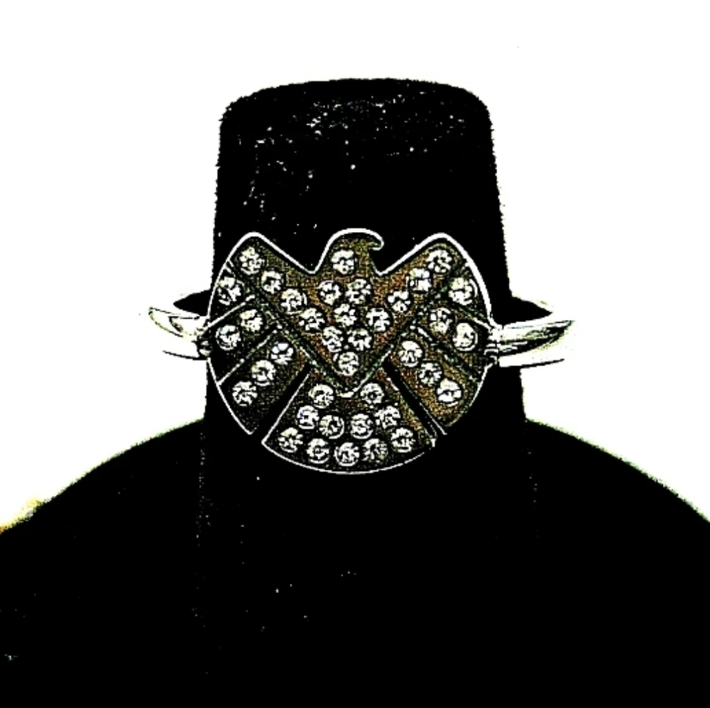 Marvel Comics Shield Logo Stainless Steel Crystal Ring New NOS Box Size 6